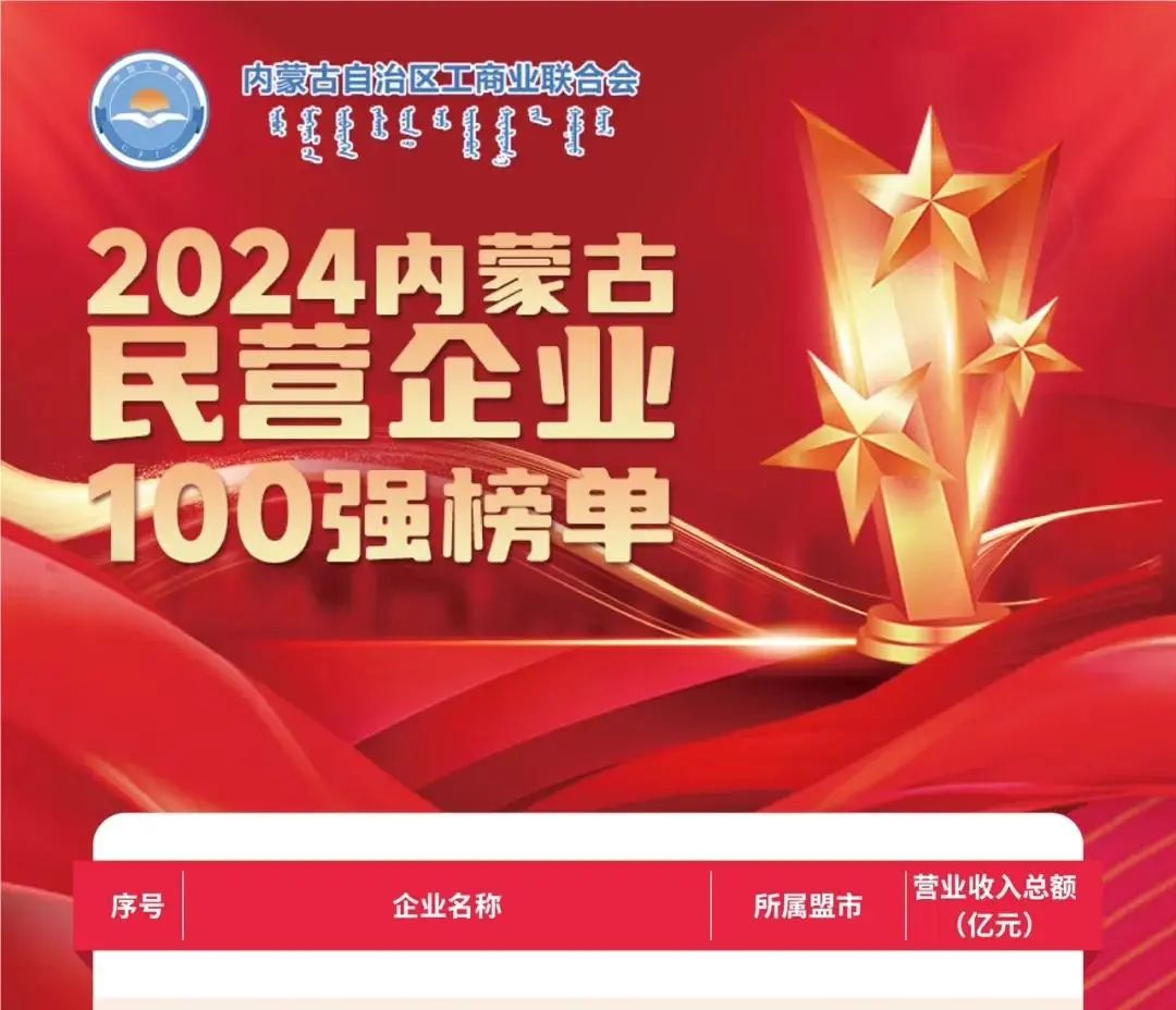 爱游戏ayx登录入口-爱游戏(中国)荣获2024内蒙古民营企业100强,位列七十五名